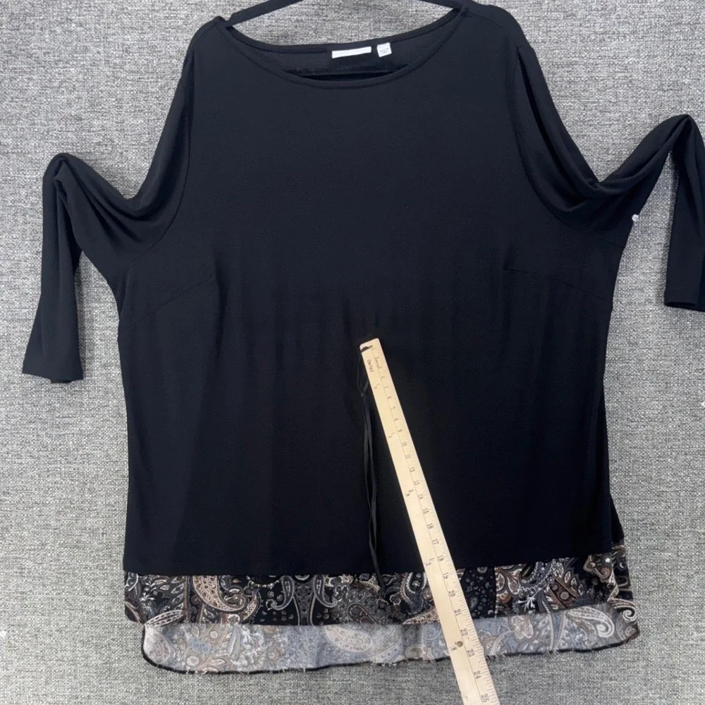 Susan Graver Womans Tunic Top Size 3X Liquid Knit Simple Basic Coastal Artsy